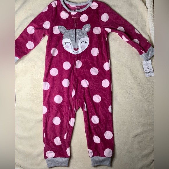 Carters Fuzzy Sleeper With Deer Image  2T - Picture 1 of 4